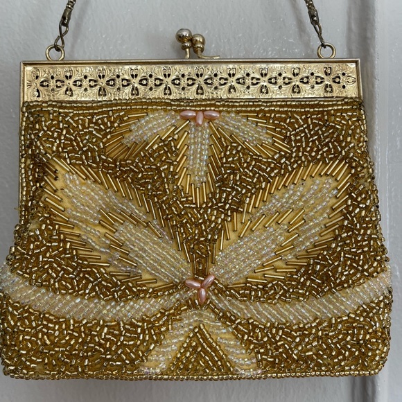 Vintage gold beaded small purse - Picture 3 of 6